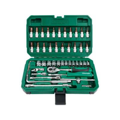 China Wholesale Custom Heavy Duty Version 46pcs Car Repair DIY Tools Combination Portable Industrial Socket Wrench Durable Heavy Duty Set With Kick Box for sale