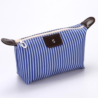 China Promotion C9 wholesale waterproof personalized custom logo makeup cases foldable zebra stripped nylon cheap cosmetic bag with zipper for sale