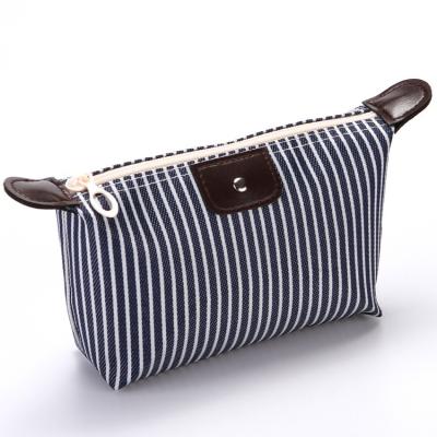 China Custom Promotion Custom Makeup Cases Waterproof C6 Logo Foldable Zebra Stripped Nylon Cheap Cosmetic Bag With Zipper for sale