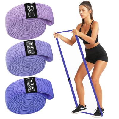 China TC Fabric Custom Size Logo Cotton Pull Up Assist Long Resistance Bands Set Home Exercise Loop Band for sale