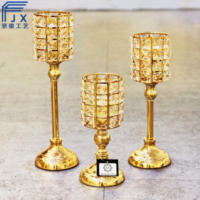 China Morden JX015 Hot Selling Square Glass Bead Gold Sconce Lanterns American National Standard Candle Jars With Metal Base for sale