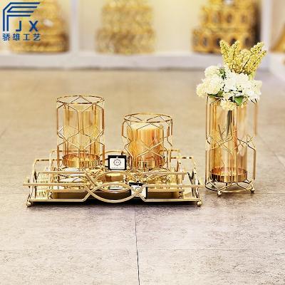 China Modern America America Metal Decorating Candle Holders With Cylinder Glass Tube Home Table Candle Holders for sale