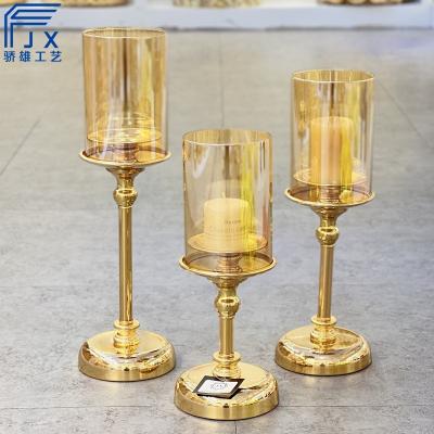 China Morden JX019 factory direct sale metal gold candlestick rod candle holder set long for sale