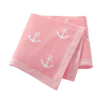 China Private Label Baby Breatheable Anti-Static 100% Cotton Knitted Anchor Covers Wrap for sale