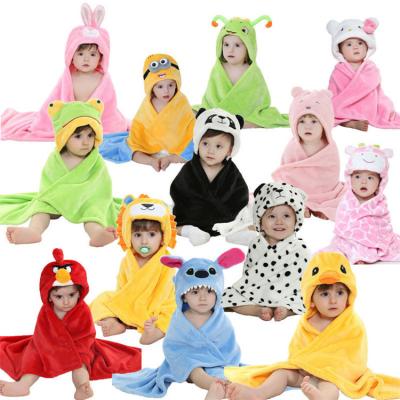 China Anti-Static Wholesale Baby Kids Children's Boy Girl Fleece Super Soft Hooded Animal Blanket for sale