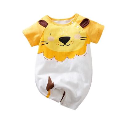 China 100% Custom Logo Infant Rompers Babies Summer Rompers Cartoon Lion New Born Clothes Cotton Romper for sale