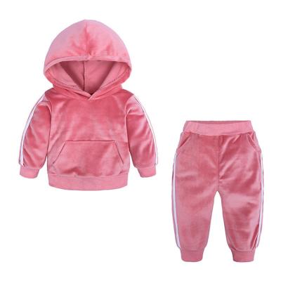 China Baby Kids Boutique Casual Clothing Sets Kids Wear Sports Suit Todder Boy Girl Solid Color Hoodies Pants 2pcs Clothing Set for sale