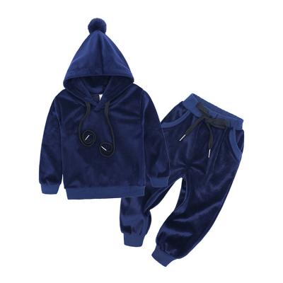 China Autumn Breathable Wholesale Winter Set Tracksuit Kids Baby Tassel Pleuche Hoodie Sports Simple Baby Suit for sale