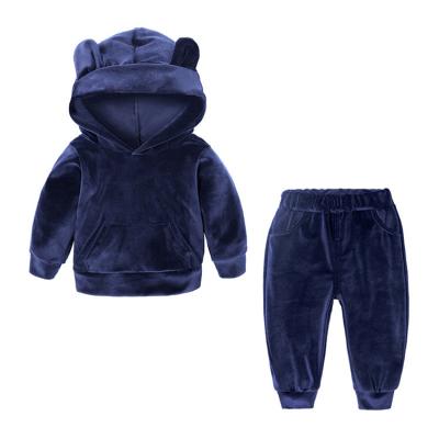 China 2021 Fashion Breathable 2pcs Kids Clothes Warm Pleuche Sport Set Cute Style Autumn Winter Sport Set for sale