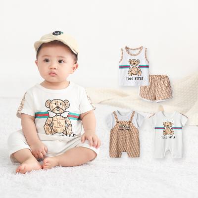 China 2022 Antibacterial Wholesale Newborn Baby Clothes Sets 0-3 Months Baby Clothing Summer 100% Cotton Baby Set for sale