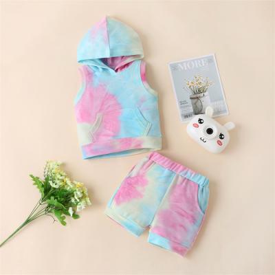 China Antibacterial Kids Baby Toddler Boys Girls Summer Clothing Sets Children Wear Clothes Two Pieces Shorts Sets Tie Dye for sale