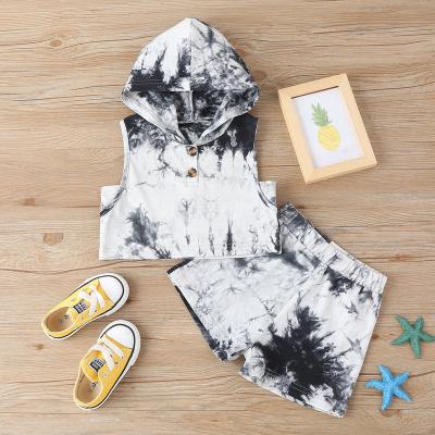 China Casual Kids Tie Dye Tracksuit 2 Pcs Overall Outfit Tie Dye Hoodie And Shorts Set for sale