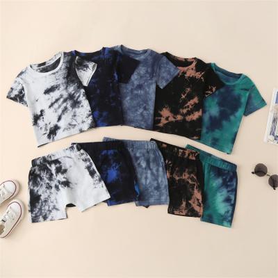 China Eco Friendly Summer Kids Cotton Tie Dye Antibacterial Clothes 2 Piece Short Set for sale