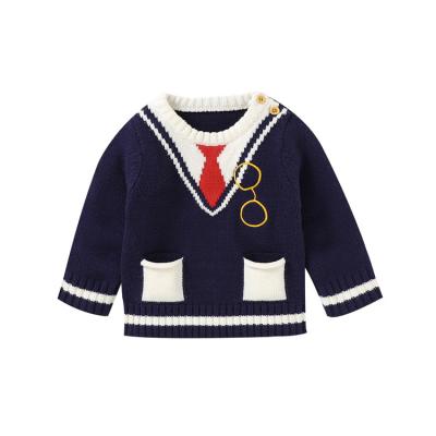 China Custom Logo Autumn Korean Style Infant Baby Boys Chunky Knit Pullover Sweaters Anti-pilling Sweaters for sale