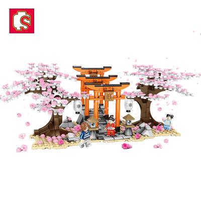 China Building Toy Sembo Block 601075 647+PCS Bricks Kids Diy Educational Building Blocks Sakura Scenery Cherry Blossoms Thousand Torii Sets Toys for sale