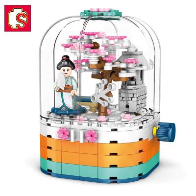 China Building Toy Sembo Block 601077 Bricks Kit Kids Educational Diy Building Sakura's Street View Transparent Light Rotating Box Blocks Sets Toys for sale