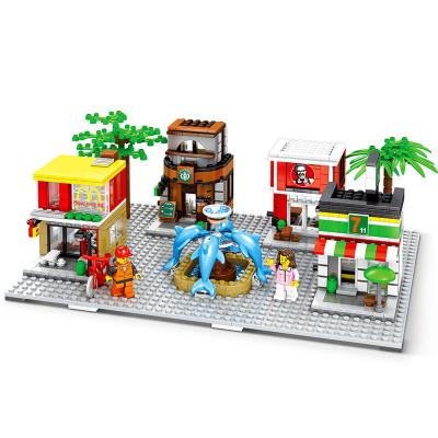 China Education Diy Kit Building Blocks Sets Toys Street View Series McDonald's KFC Star Bucks Bricks Children Toy Sembo Building Block SD6750 813PCS for sale