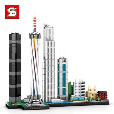 China Building Toy SY 5341 957Pcs Guangzhou New Design Bricks Sets Diy City Blocks Set Plastic Creative Toy Kids Famous Canton Tower Building Block for sale