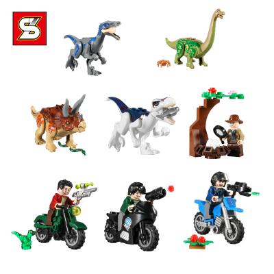 China Building Toy SY 1599 16Pcs/Box Educational DIY Assembling Bricks Dinosaurier World Jurassic Park Dinosaur Kit Plastic Set Building Block Toy for sale