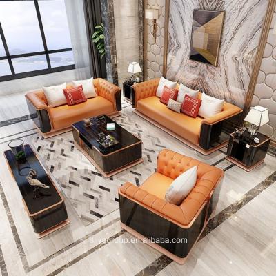 China Other New Modern Design High End Sofa Set Villa Furniture , Luxury Italian Sectional Leather Sofa For Living Room for sale