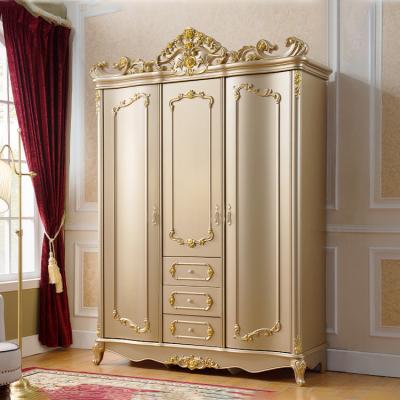 China Foldable Home Furniture Bedroom Furniture Hand Carving Wardrobe Luxury High Quality European Style Classic Wooden Wardrobe for sale