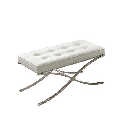 China Luxury Modern Home Modern Luxury Home Antique White Leather Square Stool Cow End Bed Stool Cow End Bed Furniture Upholstered Bench for sale