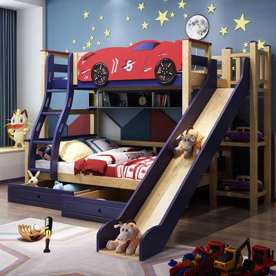 China Mediterranean Modern Wooden MDF Kids Beds Bedroom Furniture Child Bunk Bed With Storage for sale