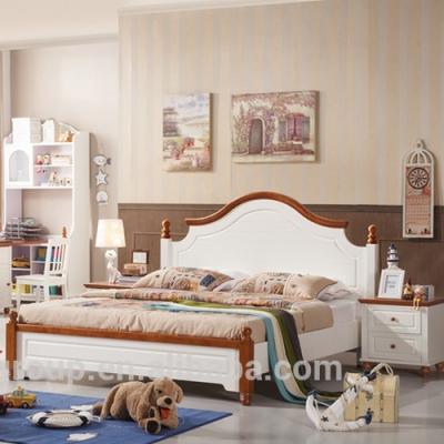 China ZC41-Modern Mediterranean Solid Wood Small Bedroom 1.2m Kids Wooden Bed for sale