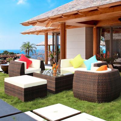 China Eco-freindly outdoor modern luxury rattan sofa corner L-shaped table set 123 combined rattan sofa for sale