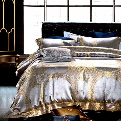 China Classic Nondisposable Luxury Bedroom Silk Cotton Jacquard Embroidery Fabric Bedding Set Wedding Sheet Duvet Cover for sale