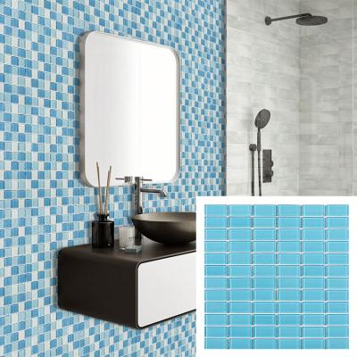 China Hot Selling Blue Parquet Swimming Pool Mosaics Mosaic Wall Slab Swimming Pool Tile for sale