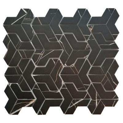 China Custom Parquet Premium Quality Recycled Glass Mosaic Slabs Wall Decoration Mosaic for sale