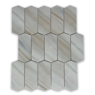 China Parquet Recycled Glass Mosaic Slab Backsplash Hexagon Recycled Glass Mosaic For Kitchen for sale