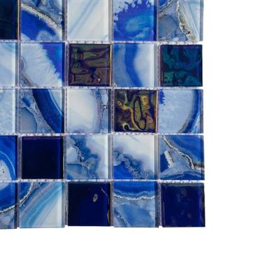 China Glass Water Jet Flower Digital Mosaic Tile from Parquet Mosaic Slab Swimming Pool Factory for Kitchen for sale