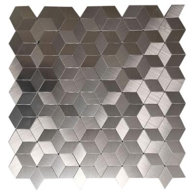 China Interior Morden Parquet 3D Hexagon Metal Peel and Stick Mosaic Slab for Wall Panels for sale