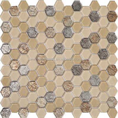 China High Quality Crystal Glass Mosaic Tile Blend Flooring Mosaic for sale