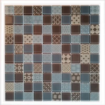 China Parquet Good Selling Crystal Glass Mix Pattern Decoration Luxury Outdoor Mosaic Wall Slab for sale