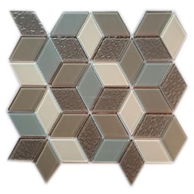 China High Quality Professional Bathroom Parquet Mixed Glass Mosaic Slab For Backsplash for sale