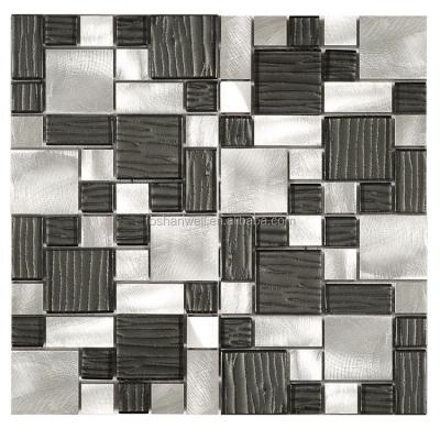 China China High Quality Crystal Glass Mosaic Tile Blend Parquet Bathroom Aluminum Mosaic for sale