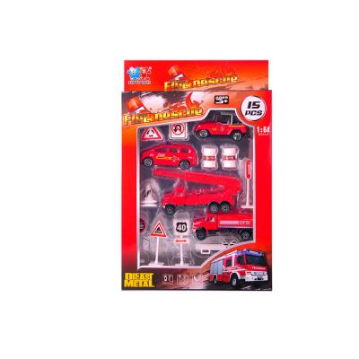 China China Professional Manufacture 15 PC-Packs Fire Truck Suits Slide Alloy Diecast Model Car Toys for sale