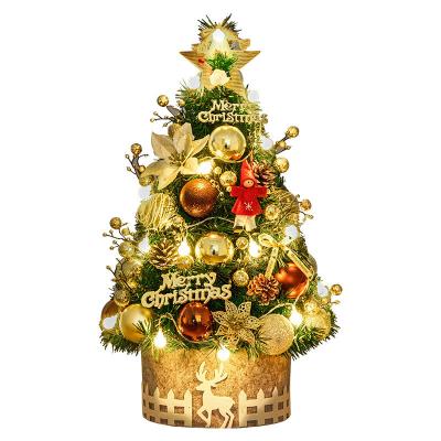 China Desktop DIY Decoration PVC Mini Artificial Green Christmas Tree Gift Set for sale