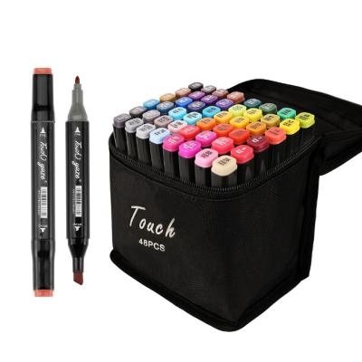 China 48 Colors Chisel and Fine Dual Tips Art Marker Set For Adult Coloring, Role Sketching, Portrait for sale