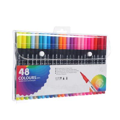 China Dual Tip Colorful Art Markers Pens 48 Colours Custom Double Tips Watercolor Brush Marker for sale