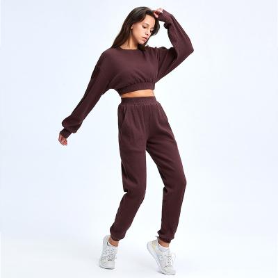 China Breathable Fleece Two Piece Casual Tracksuit Woman Tracksuits Sets Sweatpants Sweat Suits Light Blue Polyester for sale