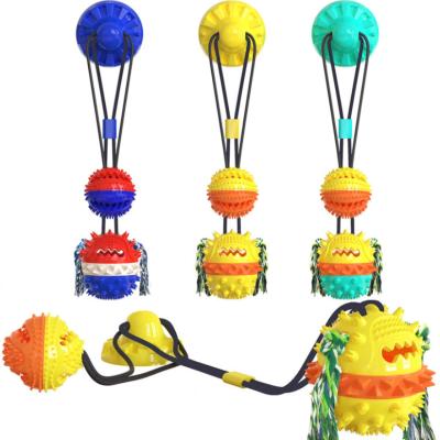 China Amazon Sell Dog Chew Toy Suction Cup Toys Double Ball Pet Viable Hot Toys Dog for sale