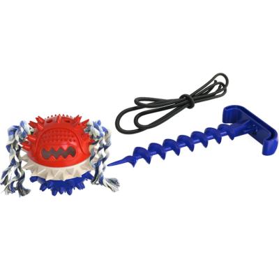 China Durable Bite Resistant Dog Molar Teeth Chew Toys Outdoor Powerful Pull Rope Ball Sounding Interactive Dog Toys for sale