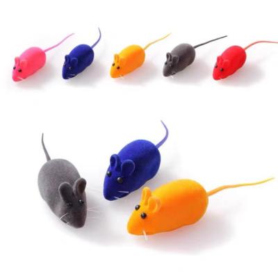 China Wholesale Stocked Cat Toy Simulation Flocking Mouse Funny Playing Squeaky Vinyl Cat Toy Mouse for sale