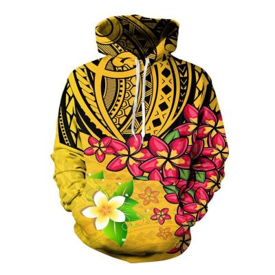 China Anti-wrinkle Overside Hoodies For Women Polynesian Hawaii Custom Personalized Plumeria Tribal Pullover Hoodies Gold Wave Hooded Sweatshirt for sale