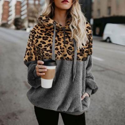 China QUICK DRY Hooded Fleece Sweatshirt Custom Leopard 1/4 Zip Hooded Sweatshirts Womens Hoodies Sweatshirts OEM for sale