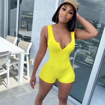 China Breathable Tiktok Clothes Solid Casual Street Style One Piece Romper Shorts Bodycon Sportswear Women Overalls X02499C for sale